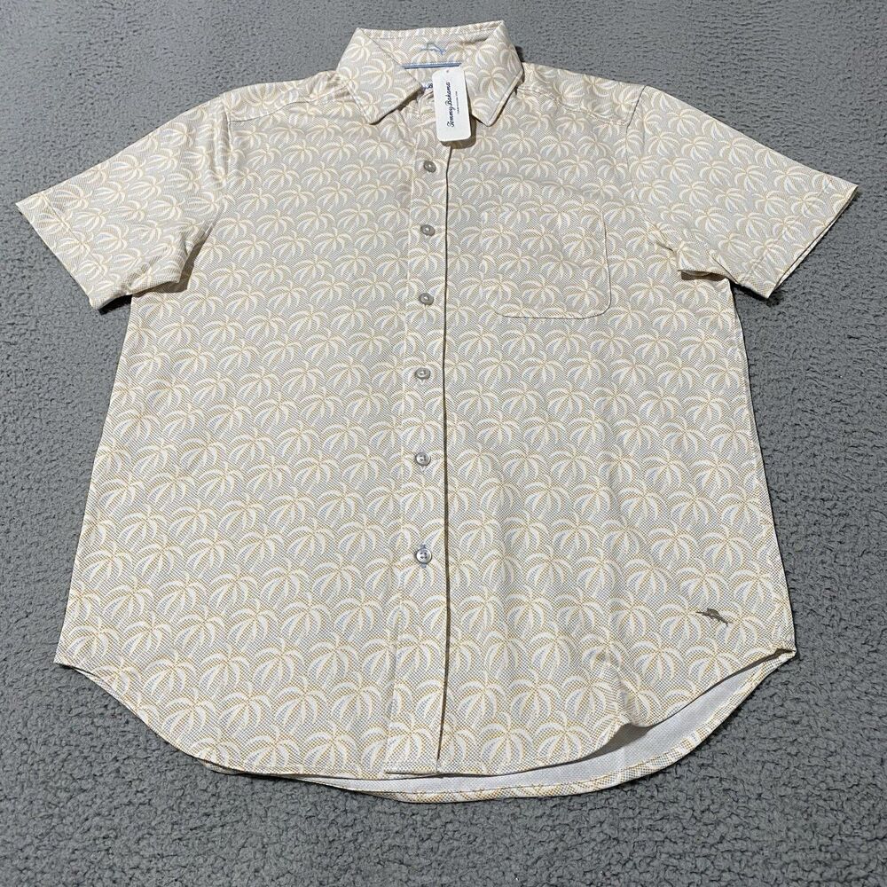 Tommy Bahama San Lucio Stretch Shirt Mens XS Island Zone Palm Trees Short Sleeve